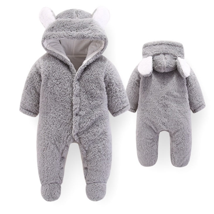 Footed Newborn Baby Rompers 2022 Fall Winter Warm Coral Fleece Baby Clothes Infant Bebe Kids Sleepwear Overall Baby jumpsuits