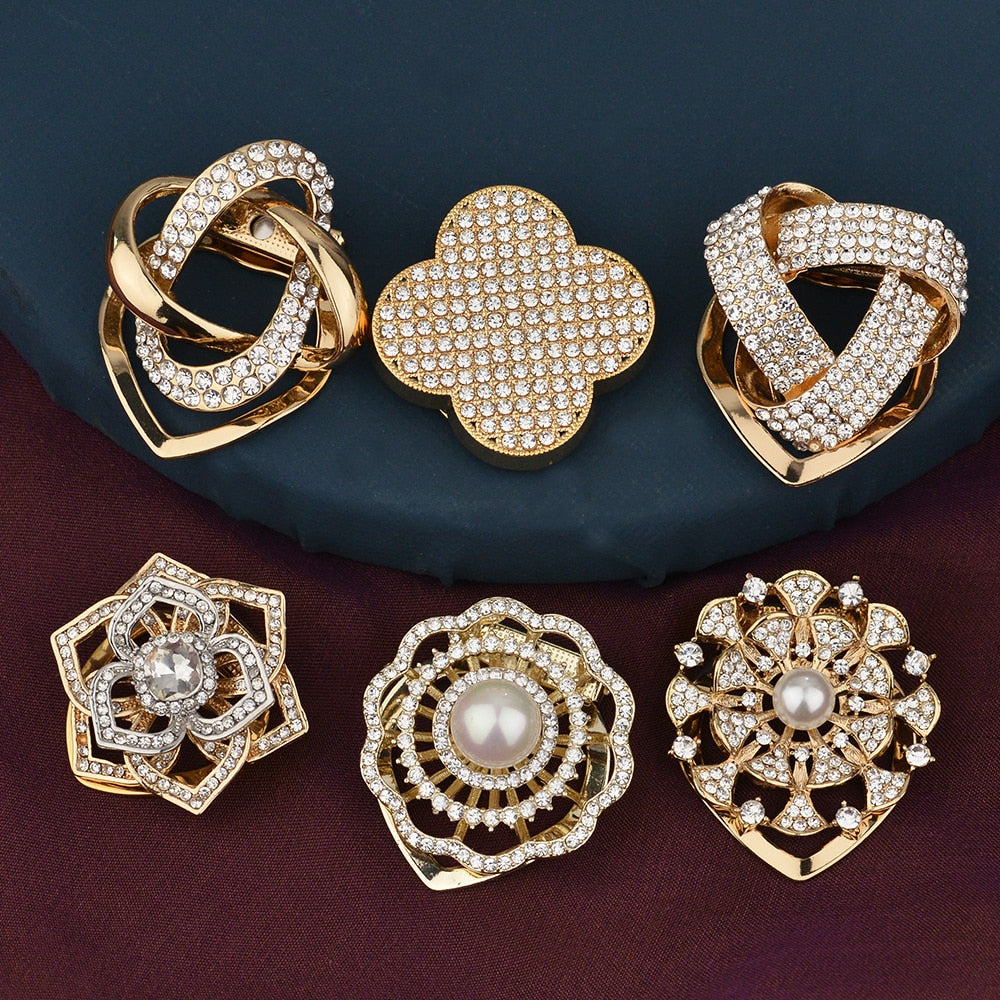 Dual purpose scarf accessories jewelry plated alloy  scarf clip brooch Clothes hem buttons for scarf rhinestone brooch