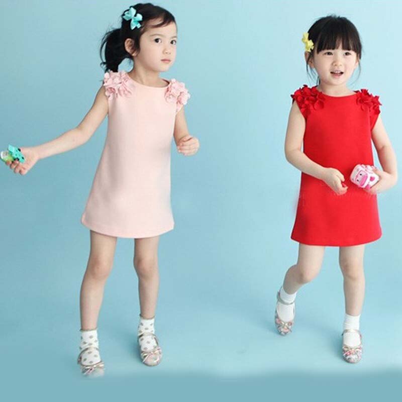 cleanance Kids Girls Dress flowers shoulder  vest dress princess dress Fashion children's New clothes